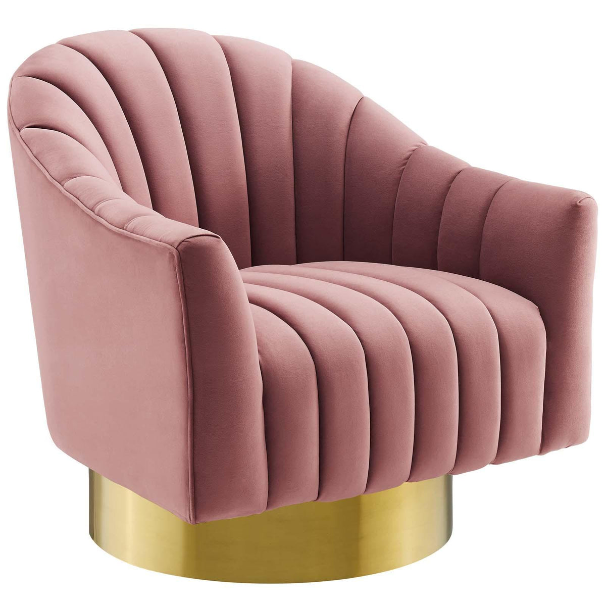 Modway Furniture Modern Buoyant Vertical Channel Tufted Accent Lounge Performance Velvet Swivel Chair - EEI-3459