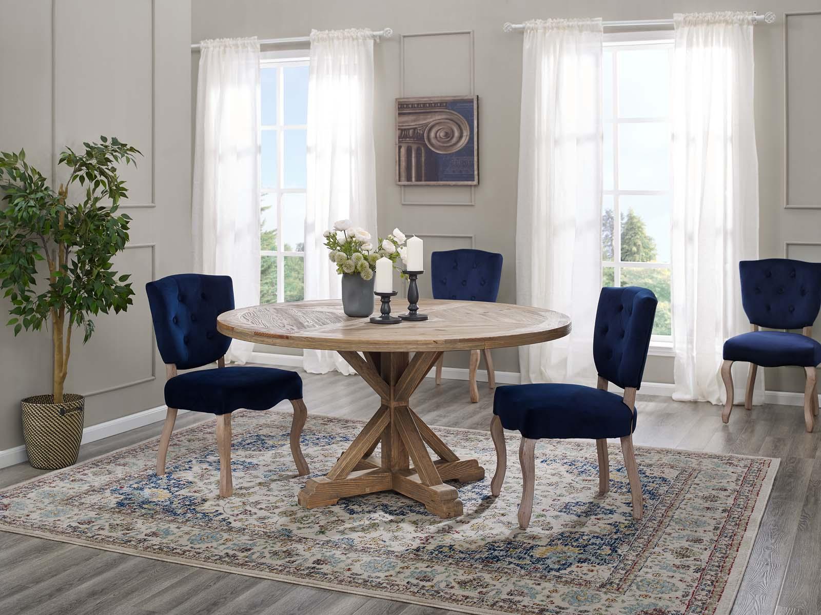 Modway Furniture Modern Stitch 59" Round Pine Wood Dining Table - EEI-3494