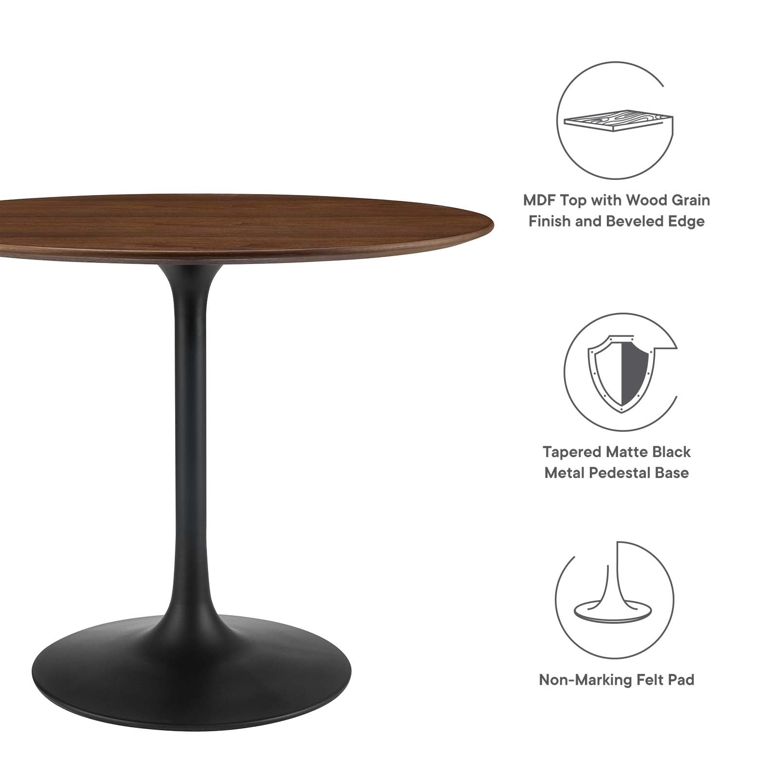 Modway Furniture Modern Lippa 36" Round Walnut Dining Table - EEI-3519