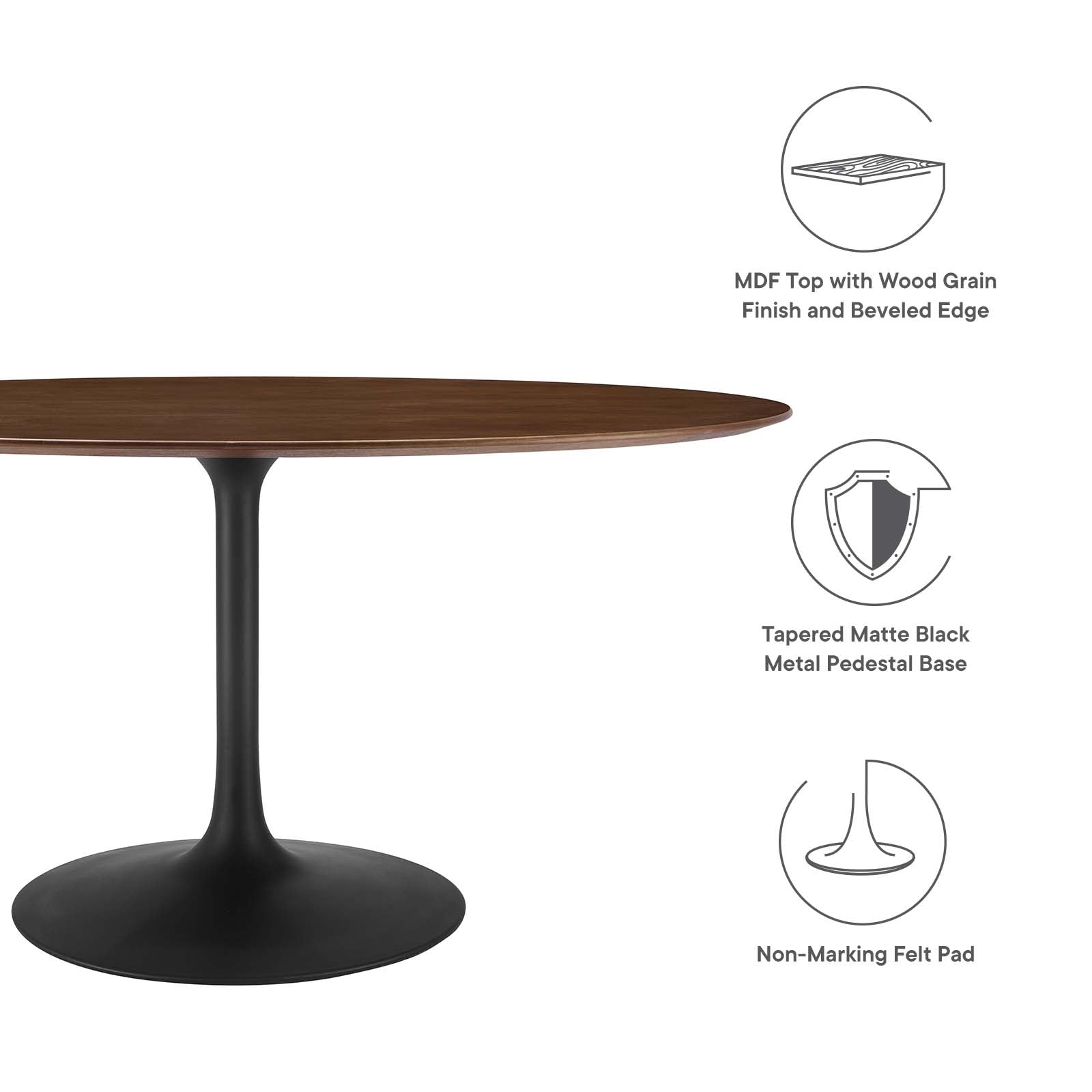 Modway Furniture Modern Lippa 60" Oval Walnut Dining Table - EEI-3543