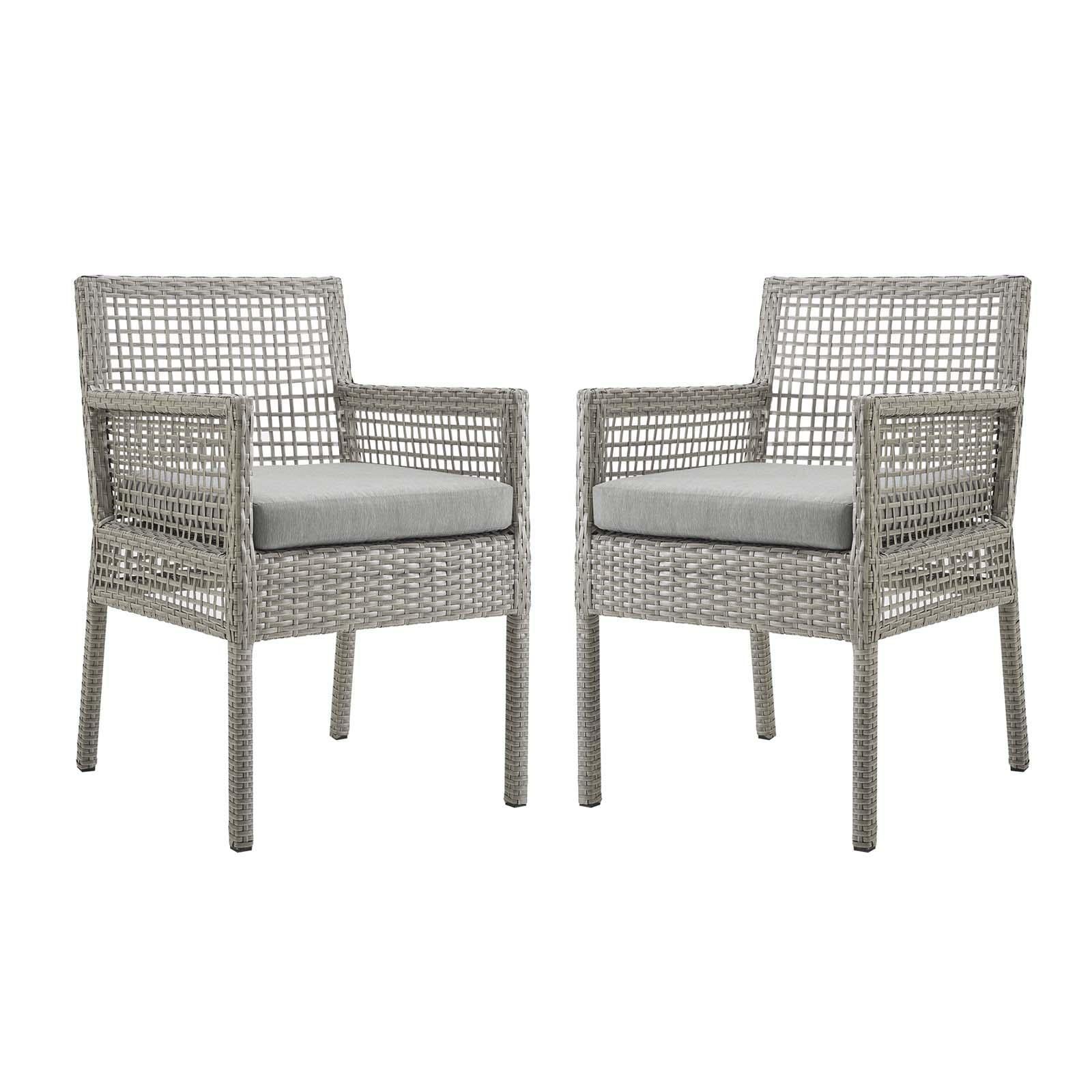 Modway Furniture Modern Aura Dining Armchair Outdoor Patio Wicker Rattan Set of 2 - EEI-3561