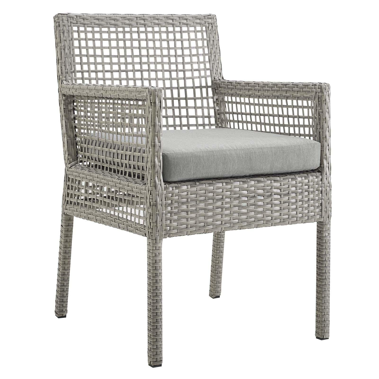 Modway Furniture Modern Aura Dining Armchair Outdoor Patio Wicker Rattan Set of 2 - EEI-3561