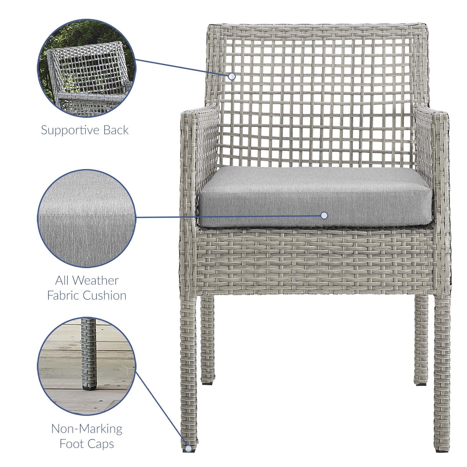 Modway Furniture Modern Aura Dining Armchair Outdoor Patio Wicker Rattan Set of 2 - EEI-3561