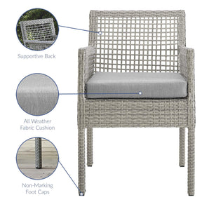 Modway Furniture Modern Aura Dining Armchair Outdoor Patio Wicker Rattan Set of 2 - EEI-3561