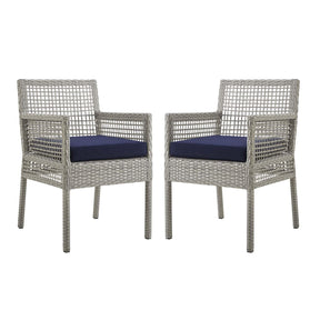 Modway Furniture Modern Aura Dining Armchair Outdoor Patio Wicker Rattan Set of 2 - EEI-3561