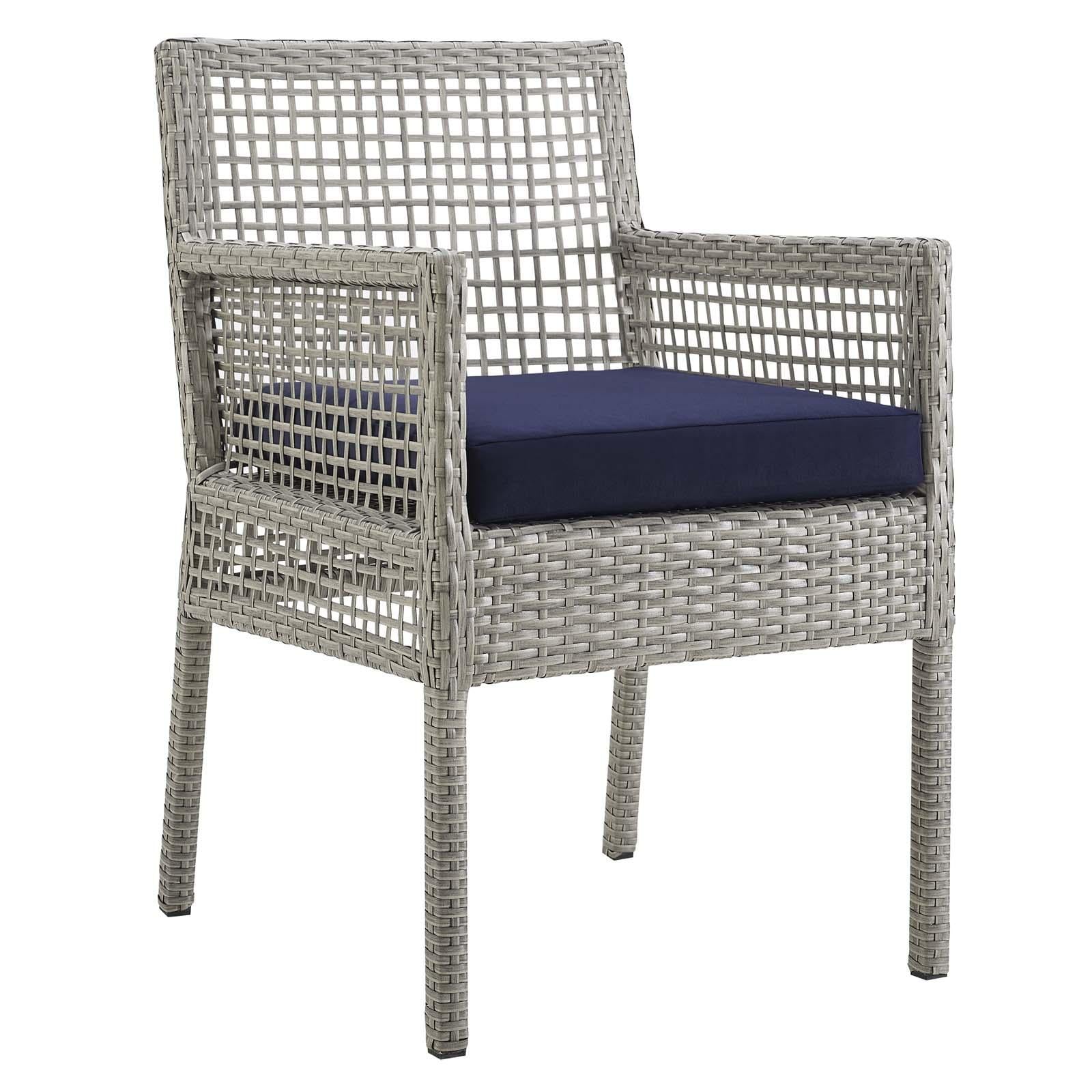 Modway Furniture Modern Aura Dining Armchair Outdoor Patio Wicker Rattan Set of 2 - EEI-3561