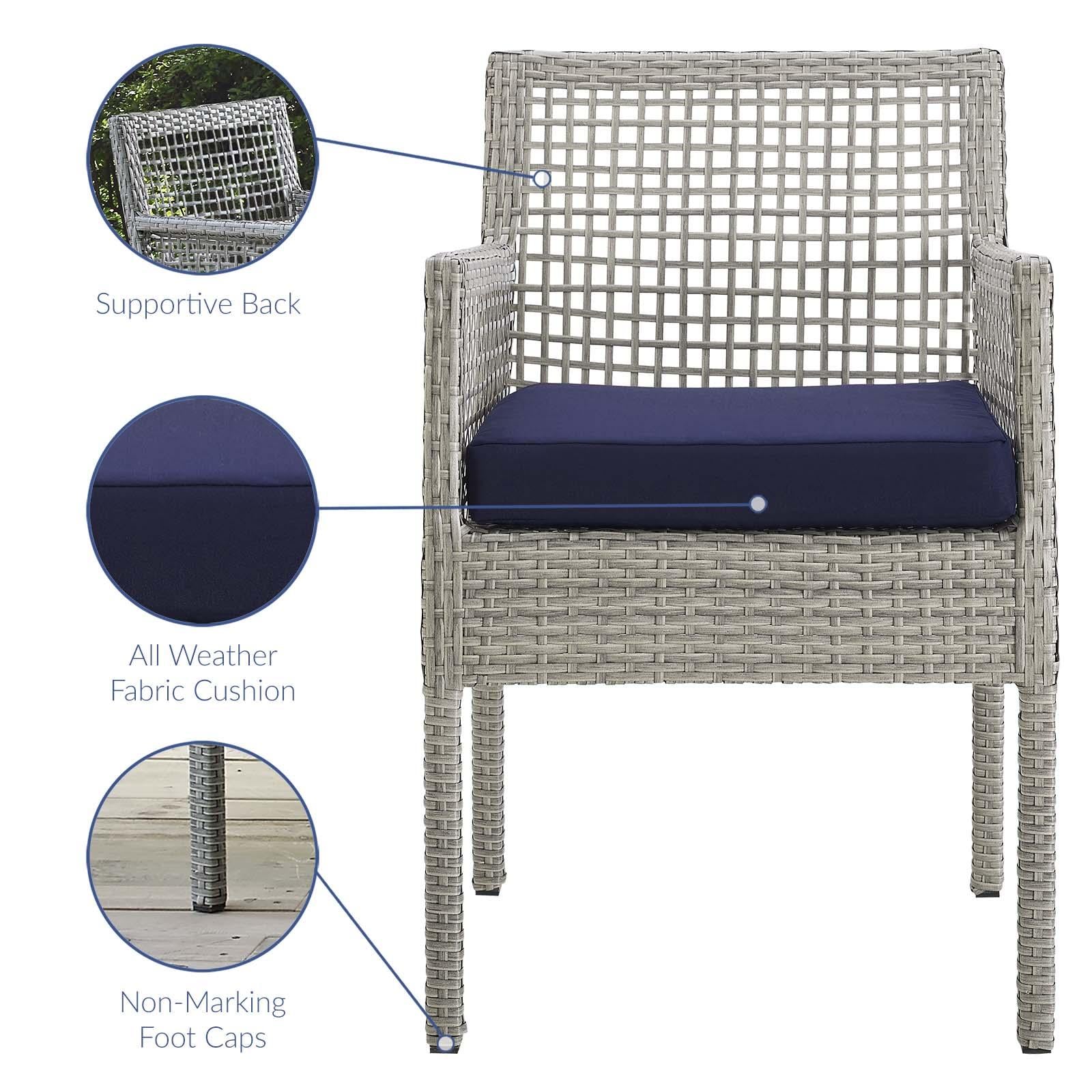 Modway Furniture Modern Aura Dining Armchair Outdoor Patio Wicker Rattan Set of 2 - EEI-3561