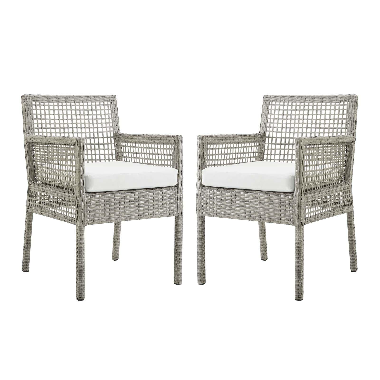 Modway Furniture Modern Aura Dining Armchair Outdoor Patio Wicker Rattan Set of 2 - EEI-3561