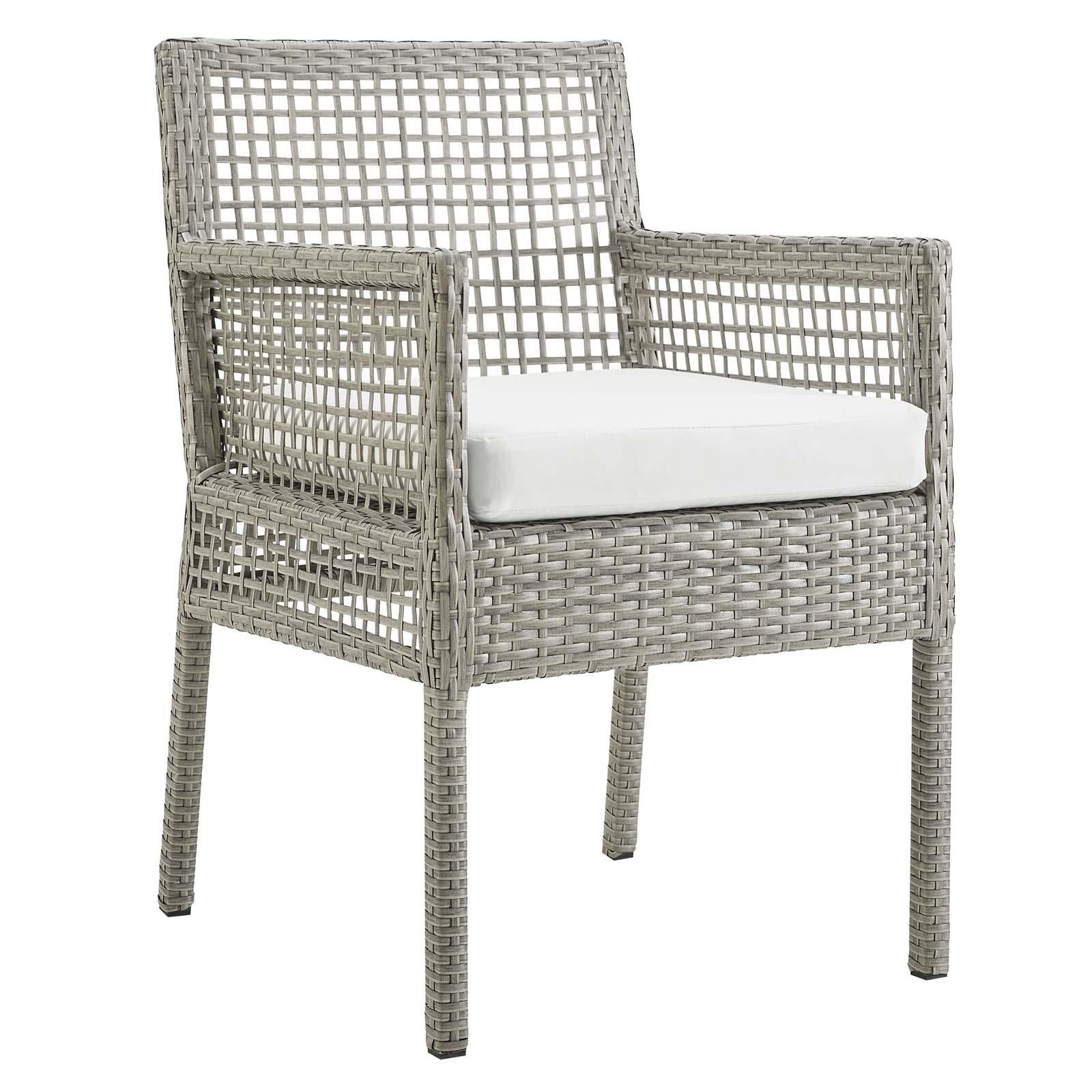 Modway Furniture Modern Aura Dining Armchair Outdoor Patio Wicker Rattan Set of 2 - EEI-3561