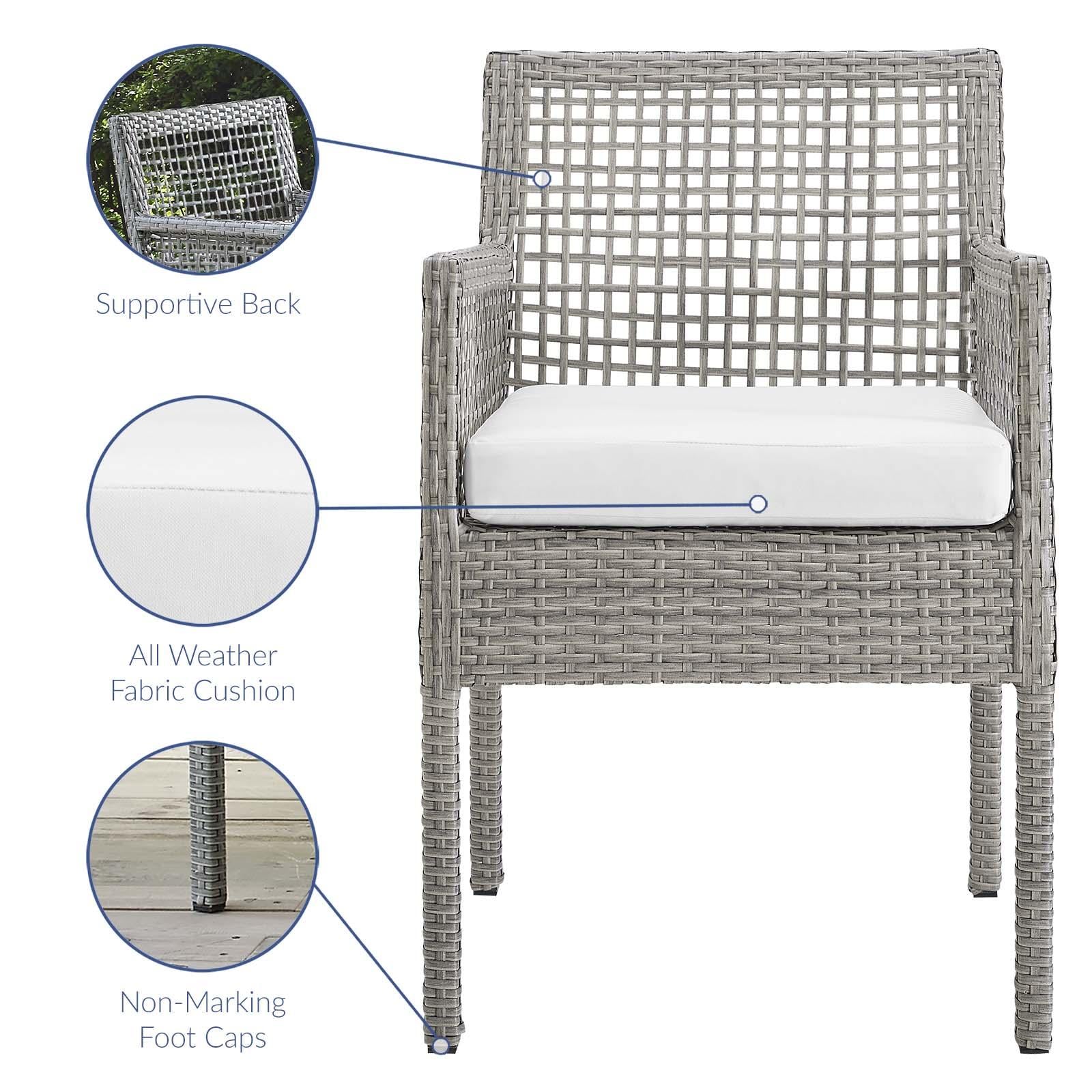 Modway Furniture Modern Aura Dining Armchair Outdoor Patio Wicker Rattan Set of 2 - EEI-3561