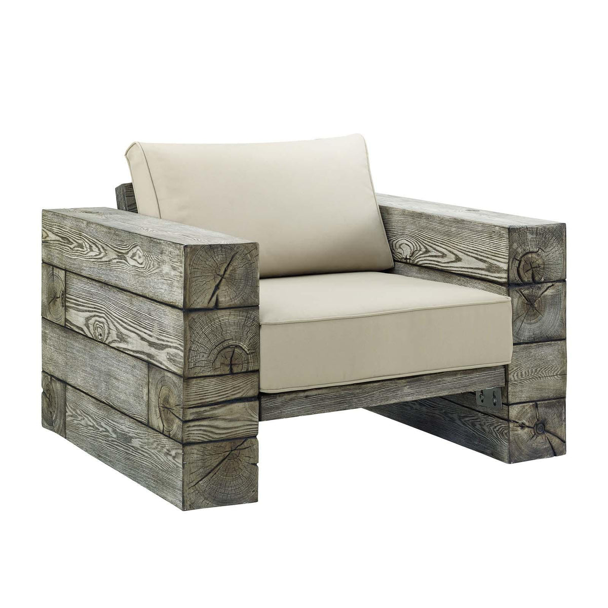 Modway Furniture Modern Manteo Rustic Coastal Outdoor Patio Sunbrella®  Lounge Armchair - EEI-3564