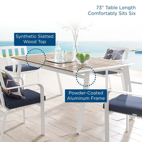 Modway Furniture Modern Roanoke 73" Outdoor Patio Aluminum Dining Table - EEI-3572