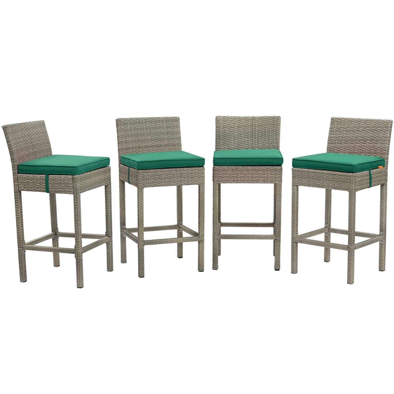 Modway Furniture Modern Conduit Bar Stool Outdoor Patio Wicker Rattan Set of 4 - EEI-3602