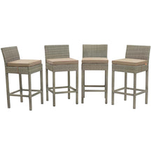 Modway Furniture Modern Conduit Bar Stool Outdoor Patio Wicker Rattan Set of 4 - EEI-3602