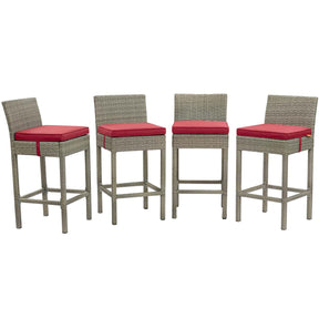 Modway Furniture Modern Conduit Bar Stool Outdoor Patio Wicker Rattan Set of 4 - EEI-3602