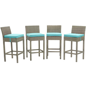 Modway Furniture Modern Conduit Bar Stool Outdoor Patio Wicker Rattan Set of 4 - EEI-3602