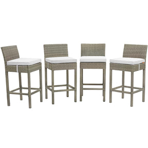 Modway Furniture Modern Conduit Bar Stool Outdoor Patio Wicker Rattan Set of 4 - EEI-3602