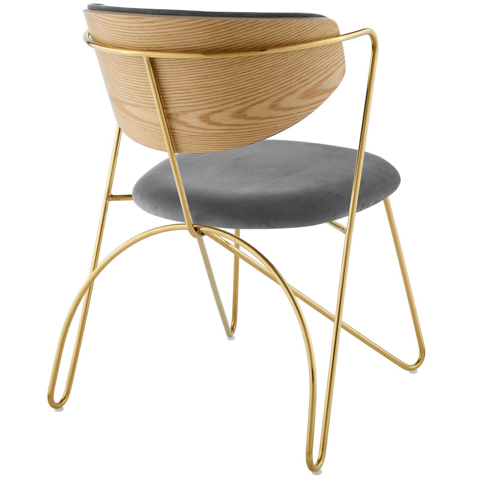 Modway Furniture Modern Prevail Gold Stainless Steel Dining and Accent Performance Velvet Chair - EEI-3606