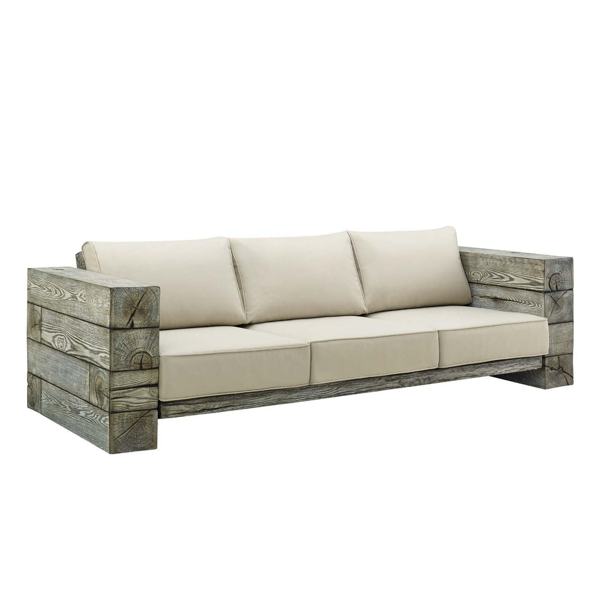 Modway Furniture Modern Manteo Rustic Coastal Outdoor Patio Sunbrella® Sofa and Fire Pit Set - EEI-3654