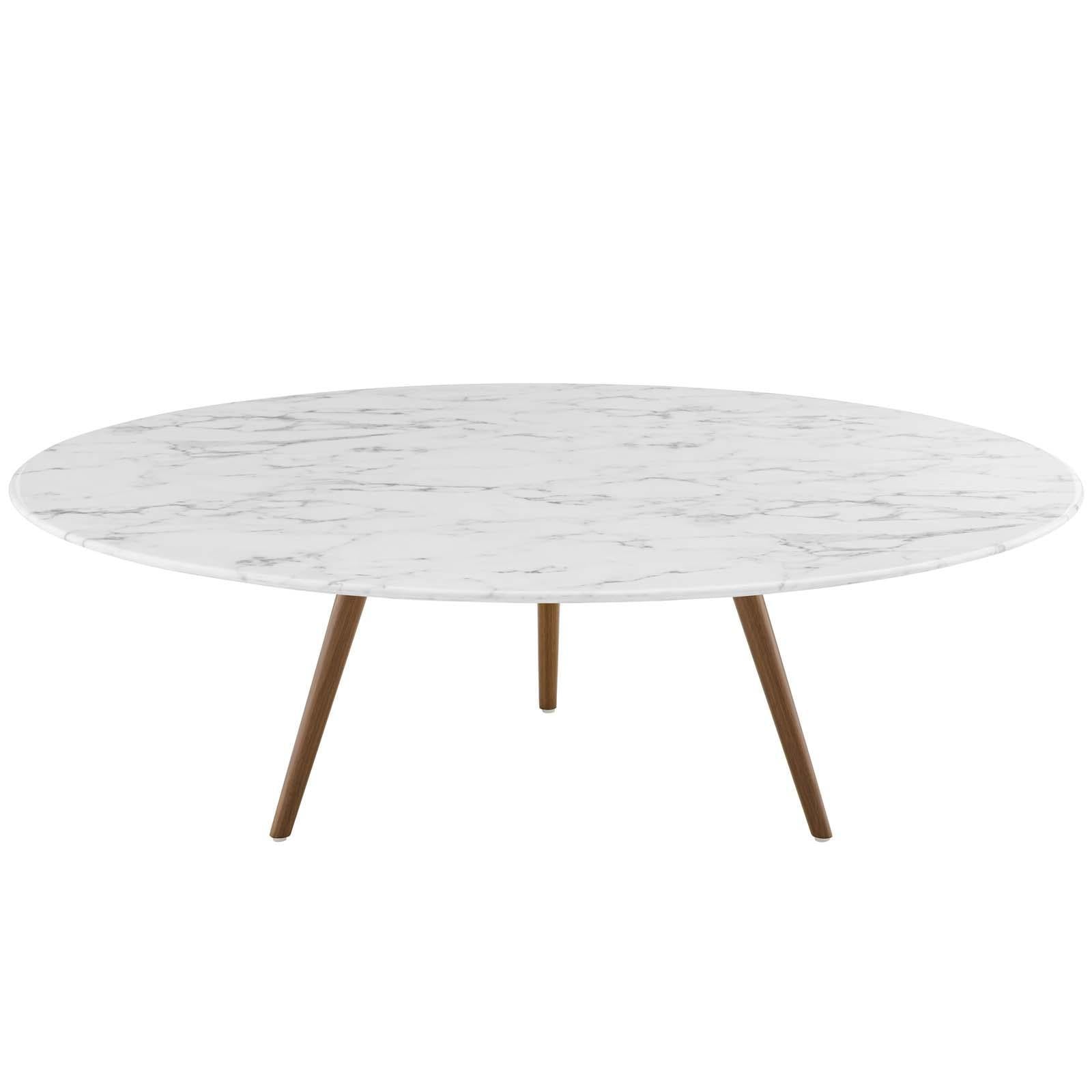 Modway Furniture Modern Lippa 47" Round Artificial Marble Coffee Table with Tripod Base - EEI-3669