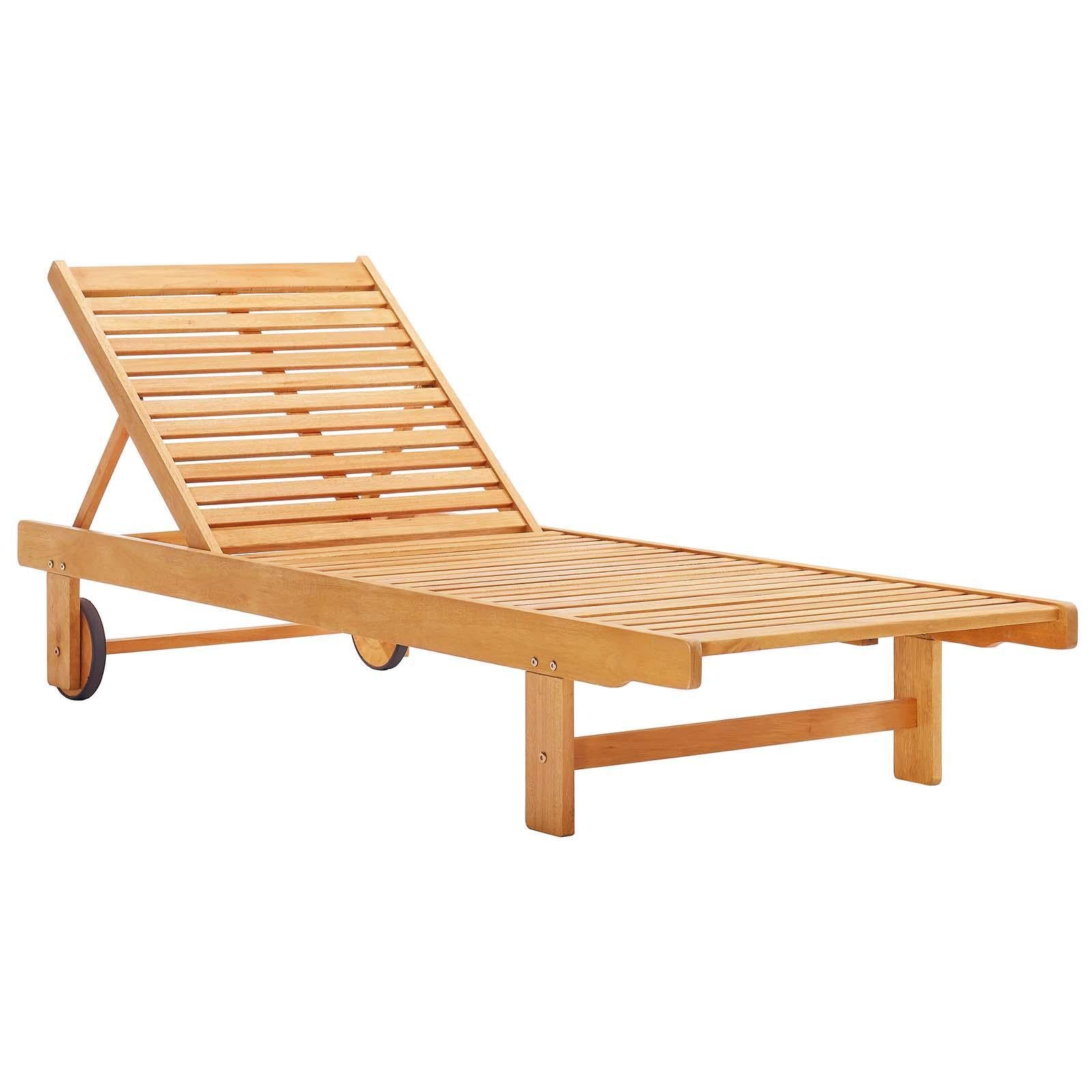 Modway Furniture Modern Hatteras Outdoor Patio Eucalyptus Wood Chaise Lounge Chair - EEI-3677