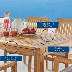 Modway Furniture Modern Farmstay 63" Rectangle Outdoor Patio Teak Wood Dining Table - EEI-3719