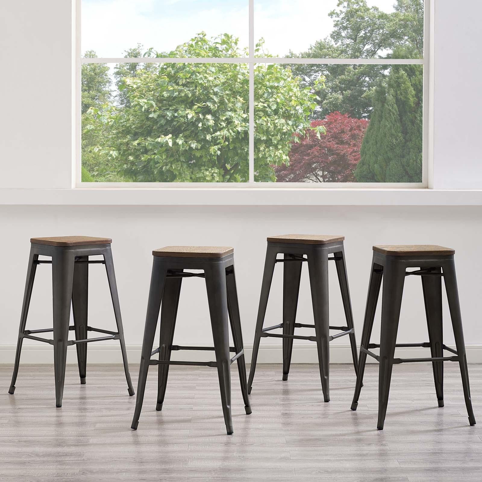 Modway Furniture Modern Promenade Bar Stool Set of 4 - EEI-3957