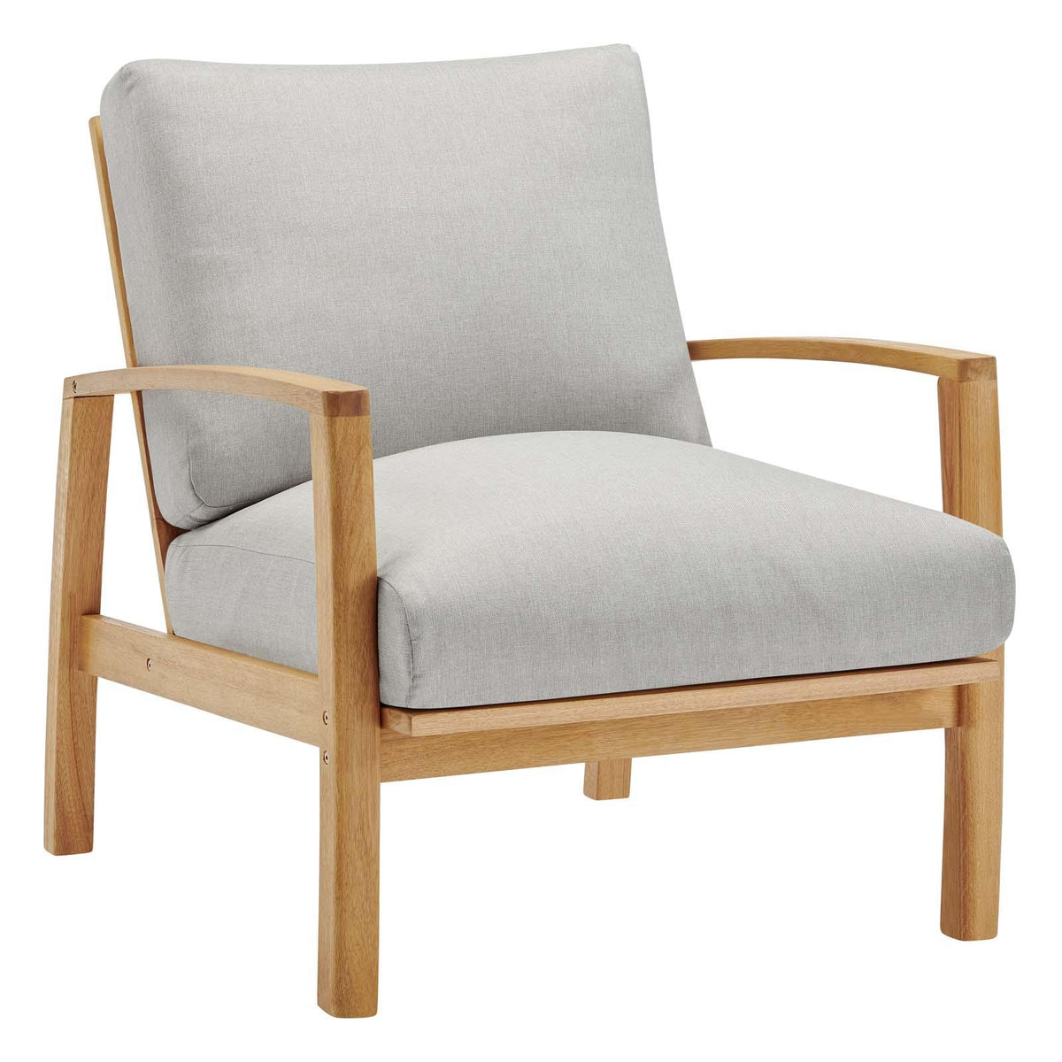 Modway Furniture Modern Orlean Outdoor Patio Eucalyptus Wood Lounge Armchair Set of 2 - EEI-3993