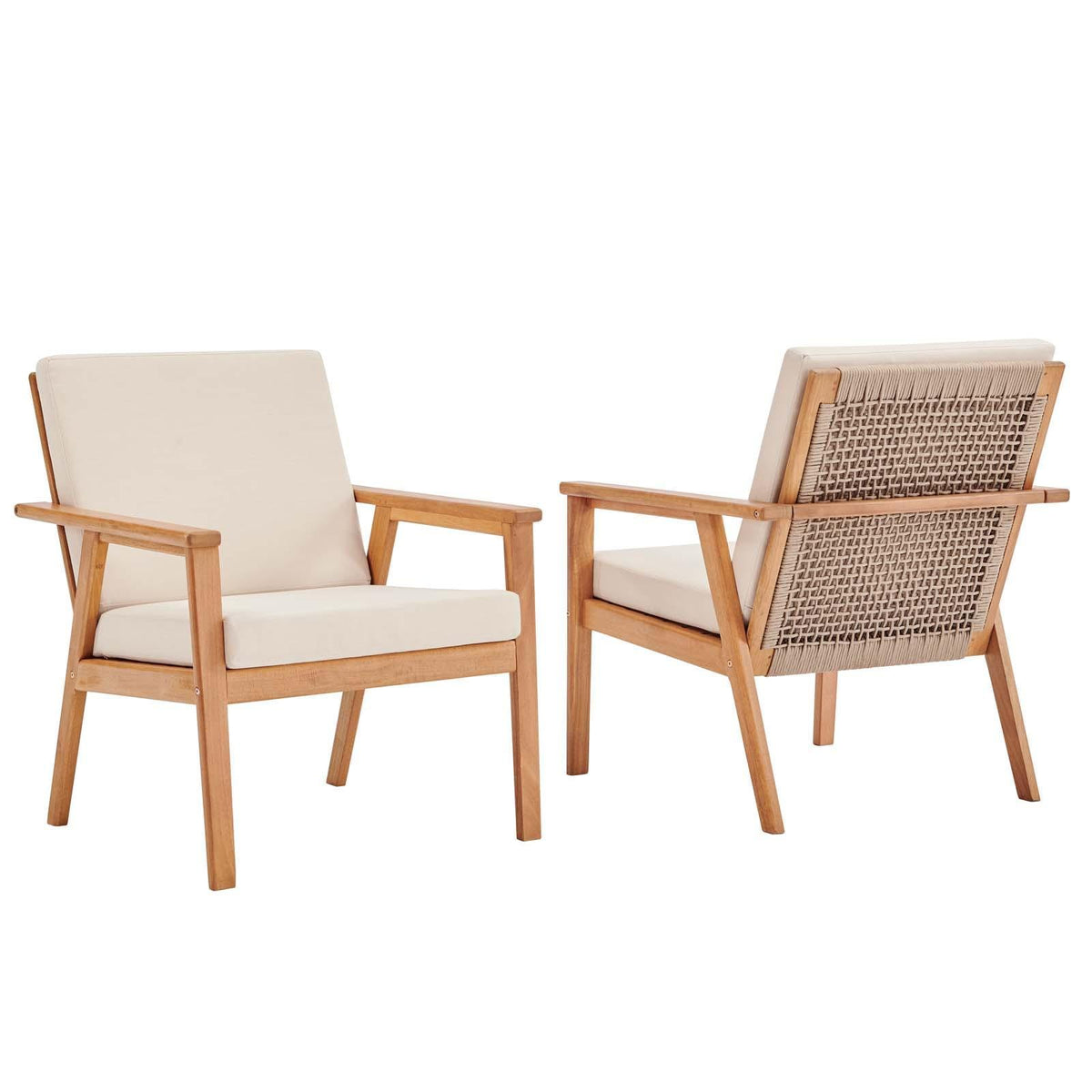 Modway Furniture Modern Vero Outdoor Patio Ash Wood Armchair Set of 2 - EEI-3994