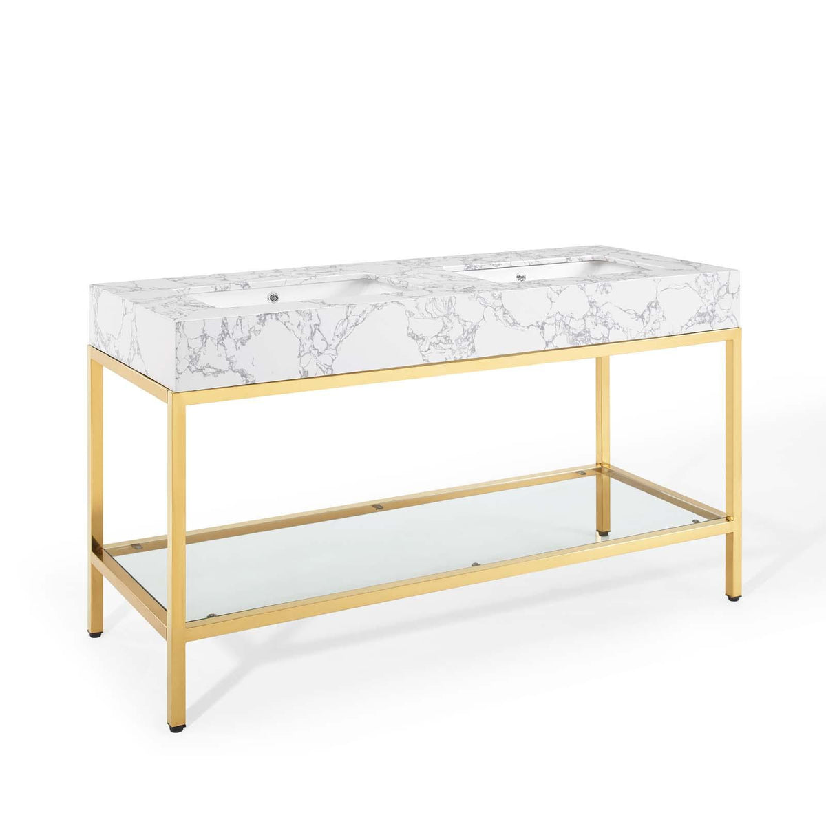 Modway Furniture Modern Kingsley 60" Gold Stainless Steel Bathroom Vanity - EEI-4001