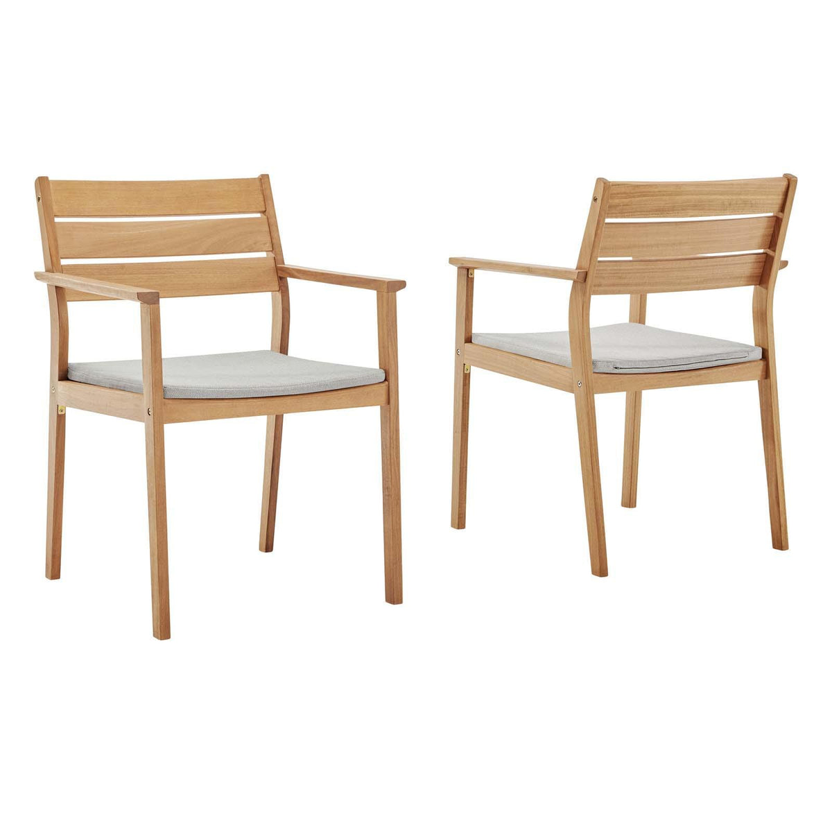 Modway Furniture Modern Viewscape Outdoor Patio Ash Wood Dining Armchair Set of 2 - EEI-4008