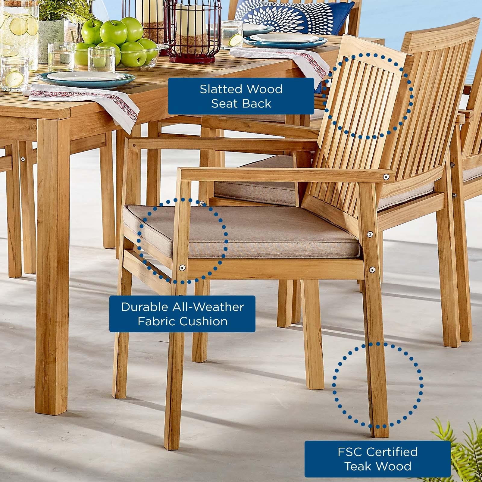 Modway Furniture Modern Farmstay Outdoor Patio Teak Dining Armchair Set of 2 - EEI-4011