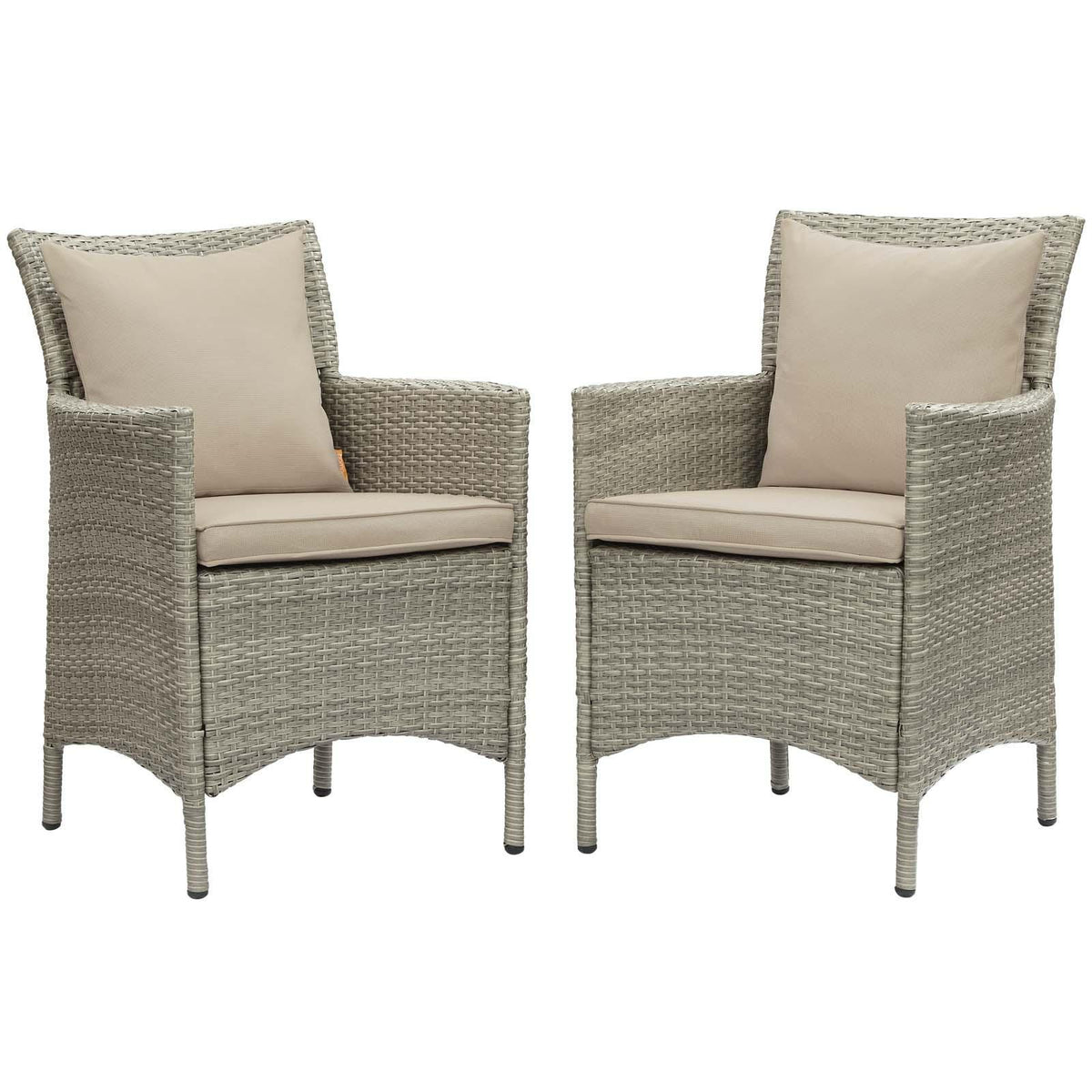 Modway Furniture Modern Conduit Outdoor Patio Wicker Rattan Dining Armchair Set of 2 - EEI-4027