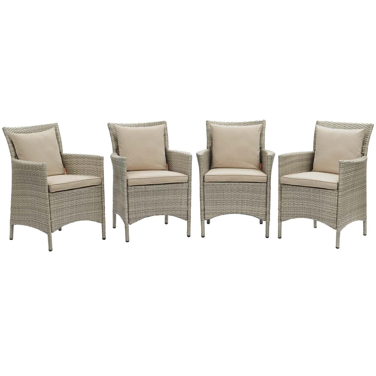 Modway Furniture Modern Conduit Outdoor Patio Wicker Rattan Dining Armchair Set of 4 - EEI-4028