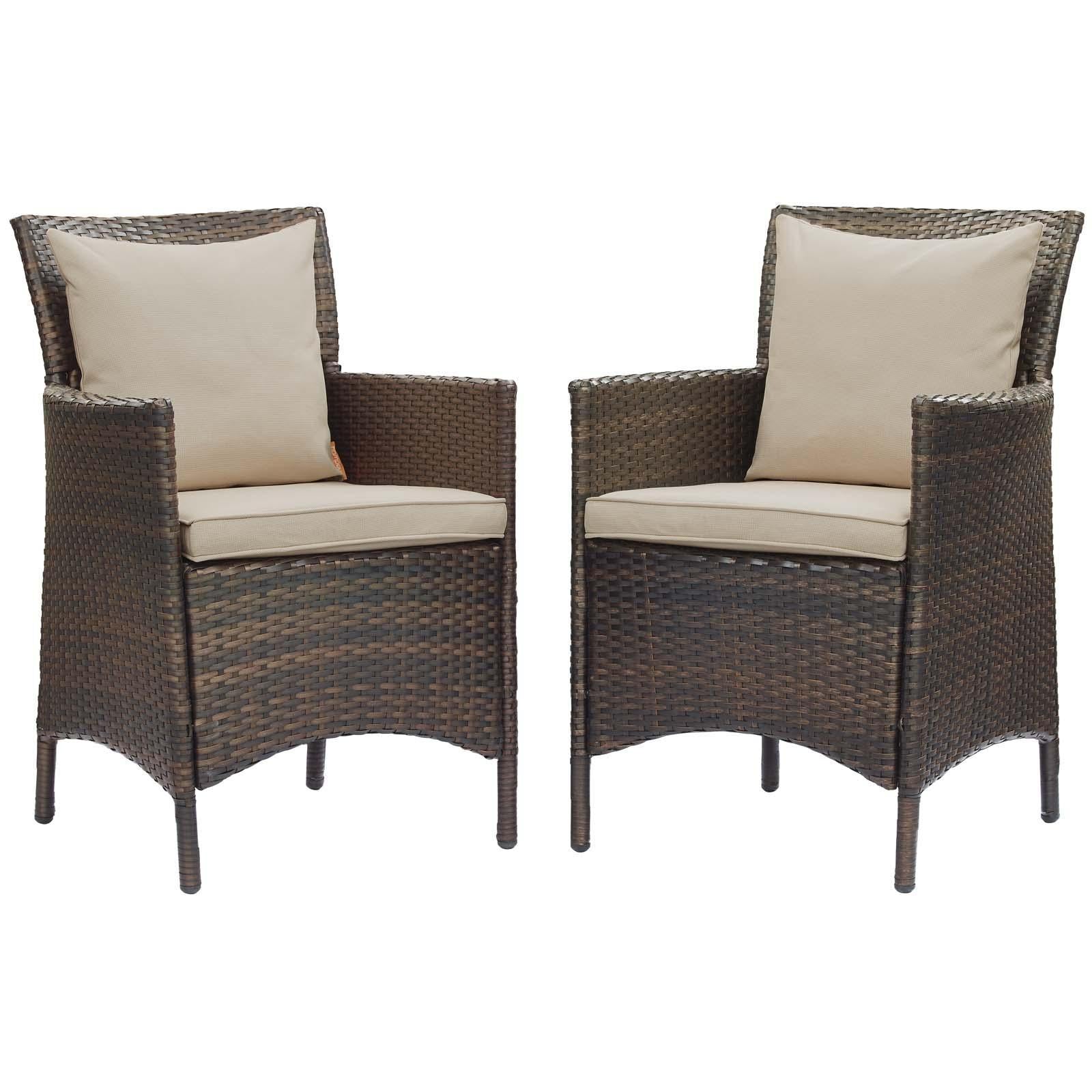 Modway Furniture Modern Conduit Outdoor Patio Wicker Rattan Dining Armchair Set of 2 - EEI-4030