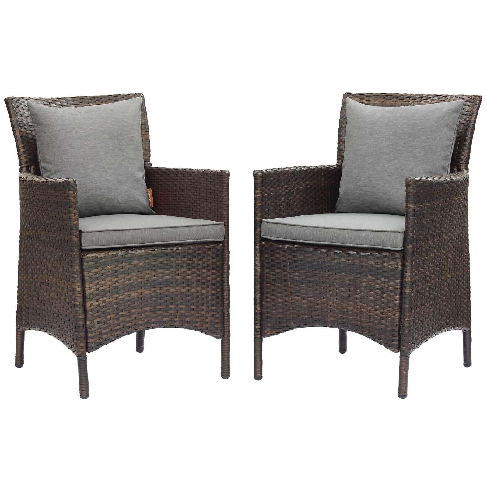 Modway Furniture Modern Conduit Outdoor Patio Wicker Rattan Dining Armchair Set of 2 - EEI-4030