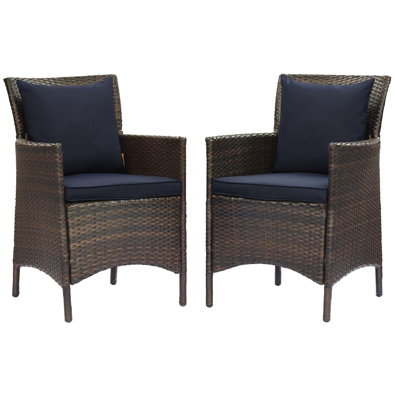 Modway Furniture Modern Conduit Outdoor Patio Wicker Rattan Dining Armchair Set of 2 - EEI-4030