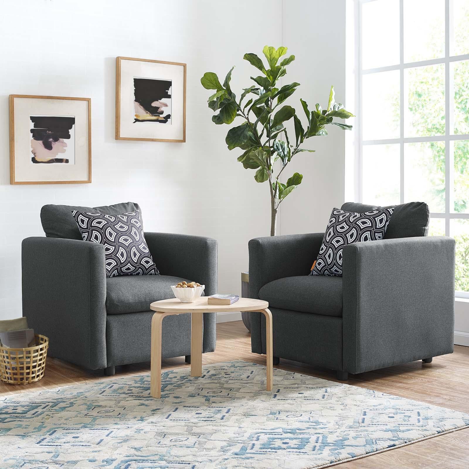 Modway Furniture Modern Activate Upholstered Fabric Armchair Set of 2 - EEI-4078