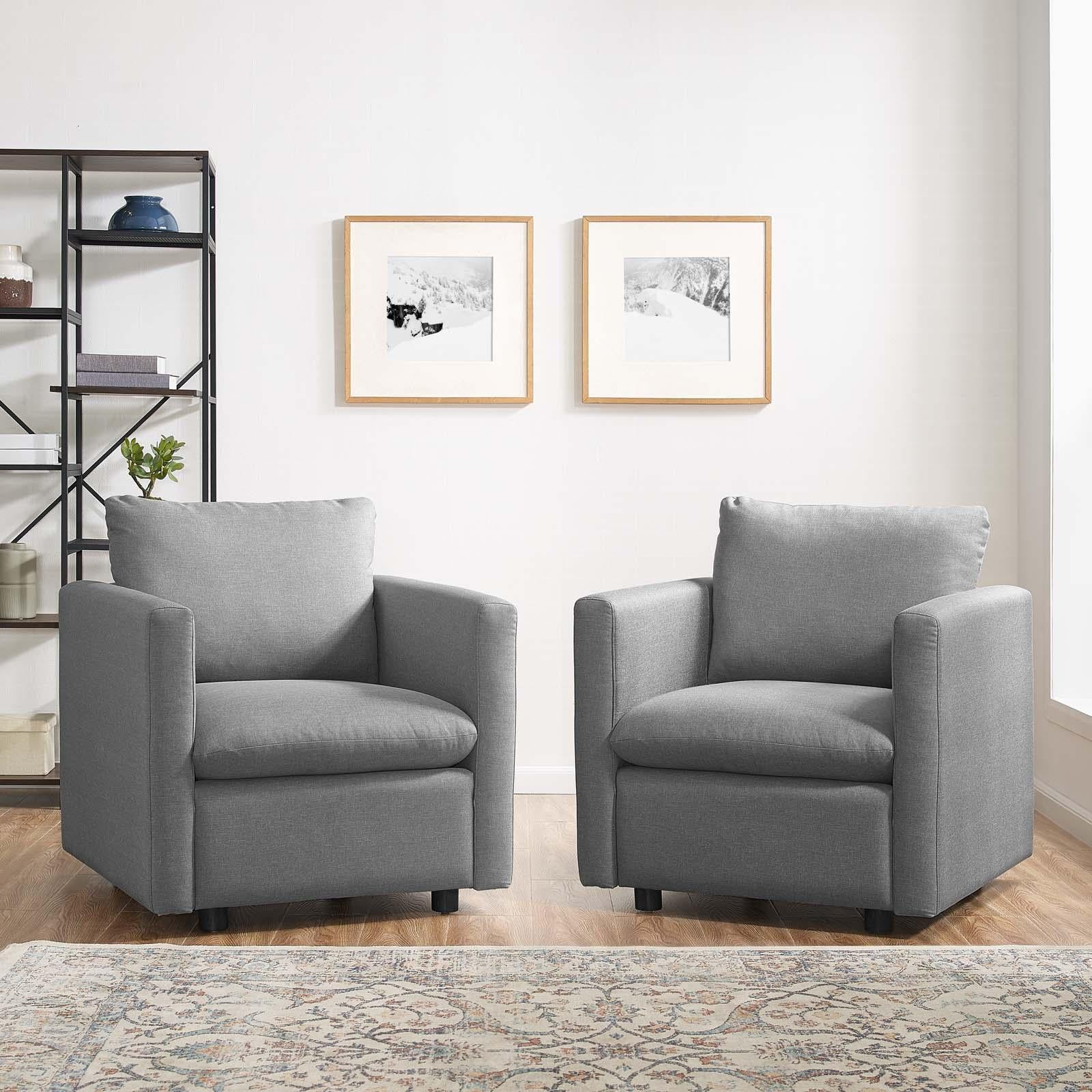 Modway Furniture Modern Activate Upholstered Fabric Armchair Set of 2 - EEI-4078