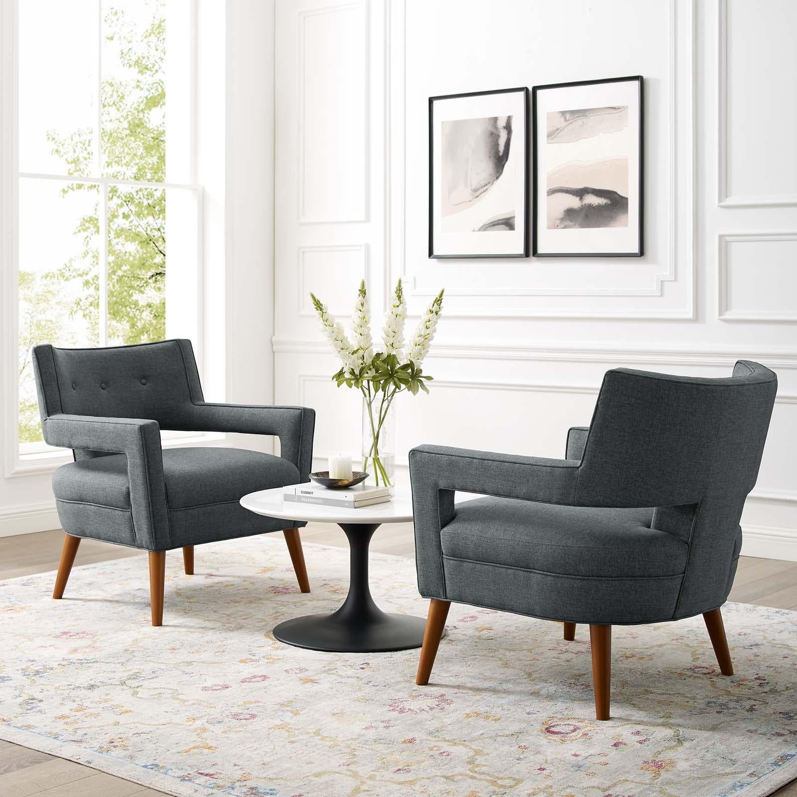 Modway Furniture Modern Sheer Upholstered Fabric Armchair Set of 2 - EEI-4082