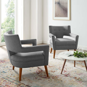 Modway Furniture Modern Sheer Upholstered Fabric Armchair Set of 2 - EEI-4082