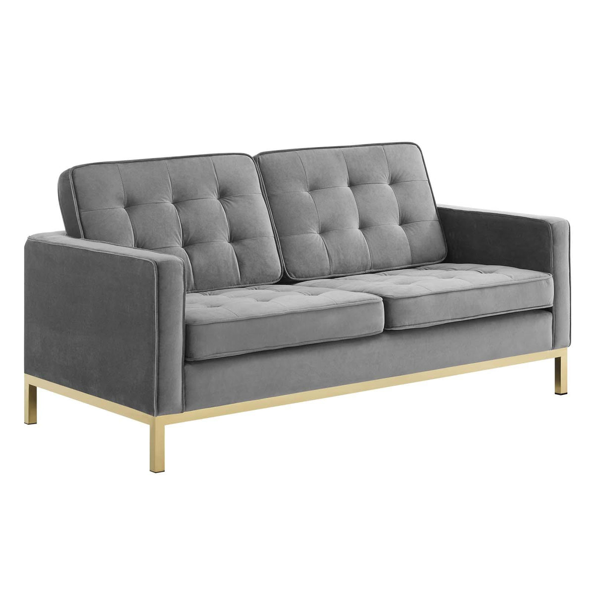 Modway Furniture Modern Loft Gold Stainless Steel Leg Performance Velvet Loveseat and Armchair Set - EEI-4095