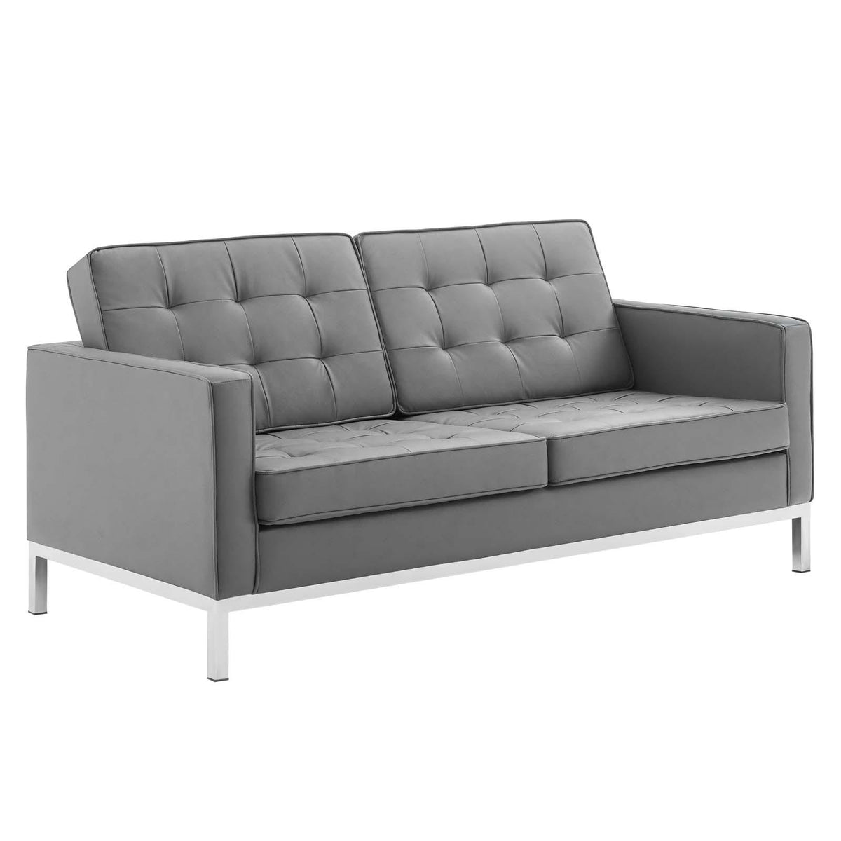 Modway Furniture Modern Loft Tufted Upholstered Faux Leather Loveseat and Armchair Set - EEI-4102