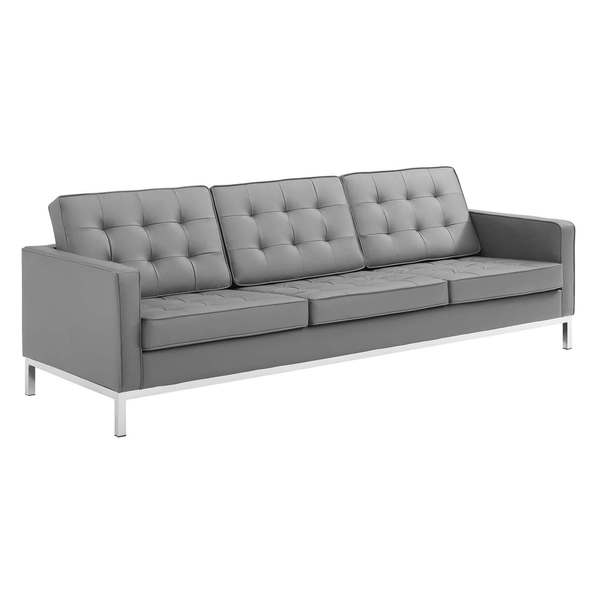 Modway Furniture Modern Loft Tufted Upholstered Faux Leather Sofa and Loveseat Set - EEI-4106