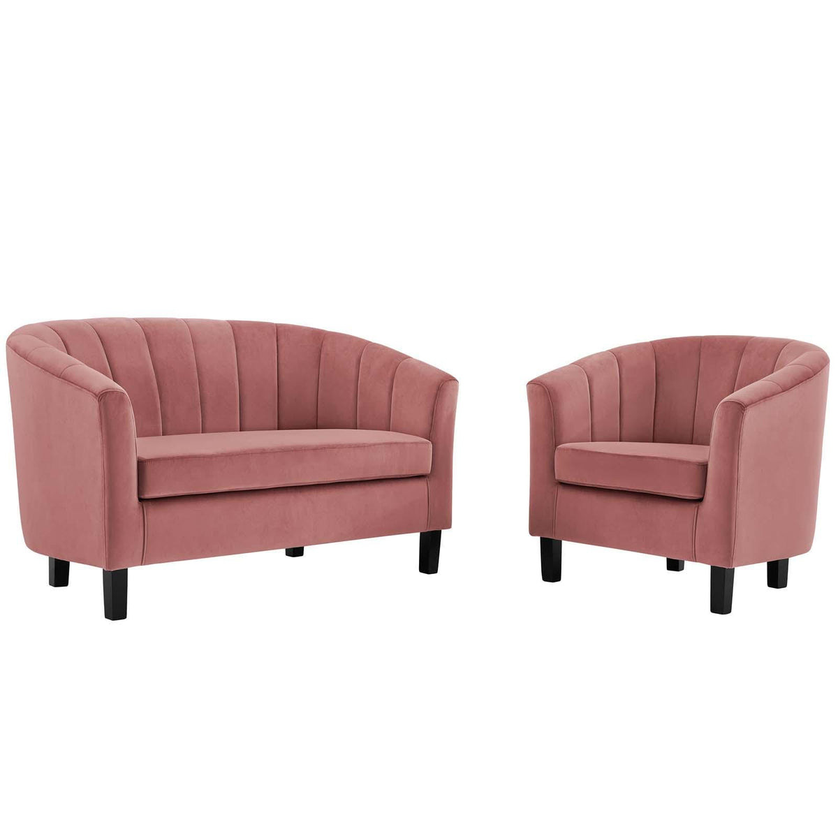 Modway Furniture Modern Prospect Channel Tufted Performance Velvet Loveseat and Armchair Set - EEI-4146