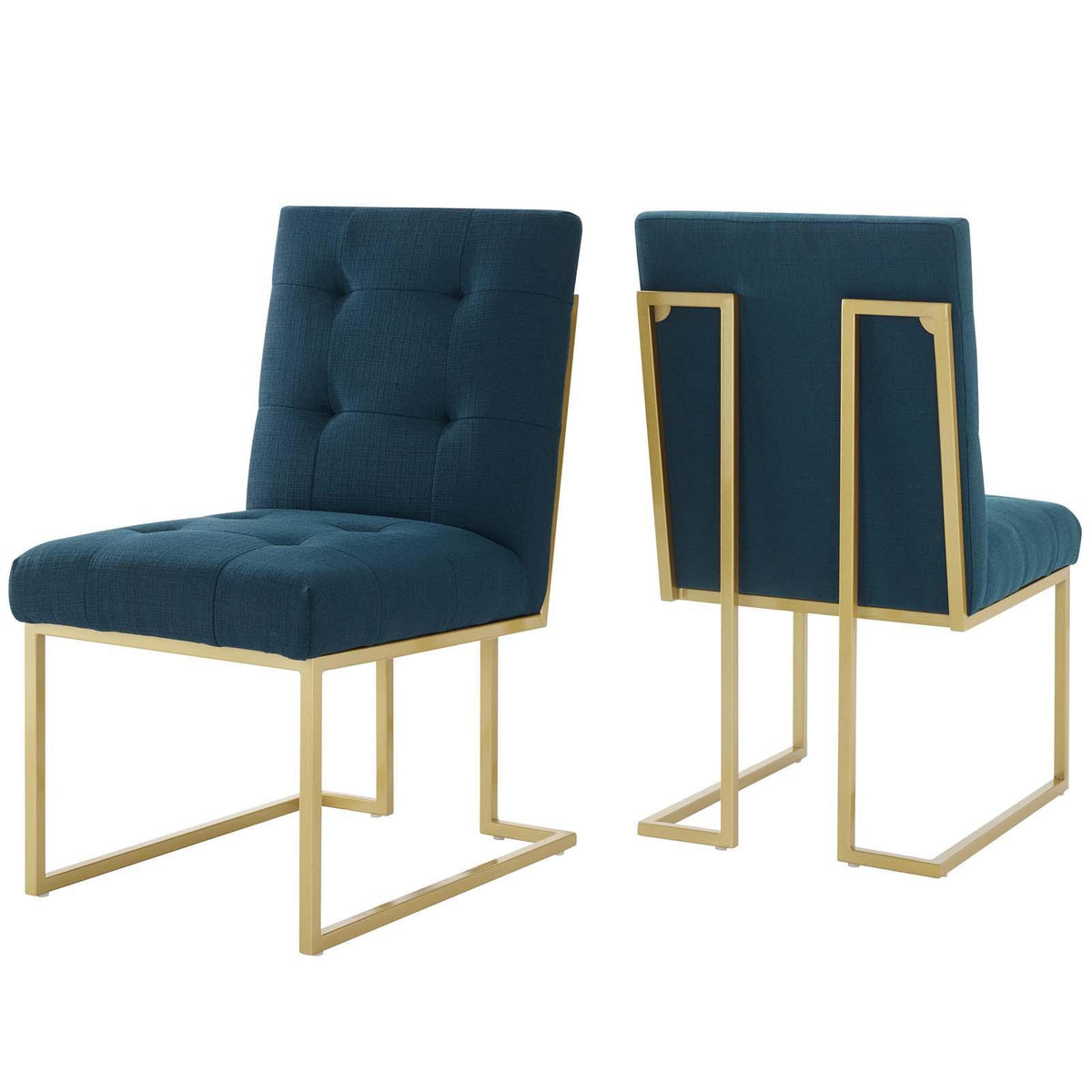 Modway Furniture Modern Privy Gold Stainless Steel Upholstered Fabric Dining Accent Chair Set of 2 - EEI-4151