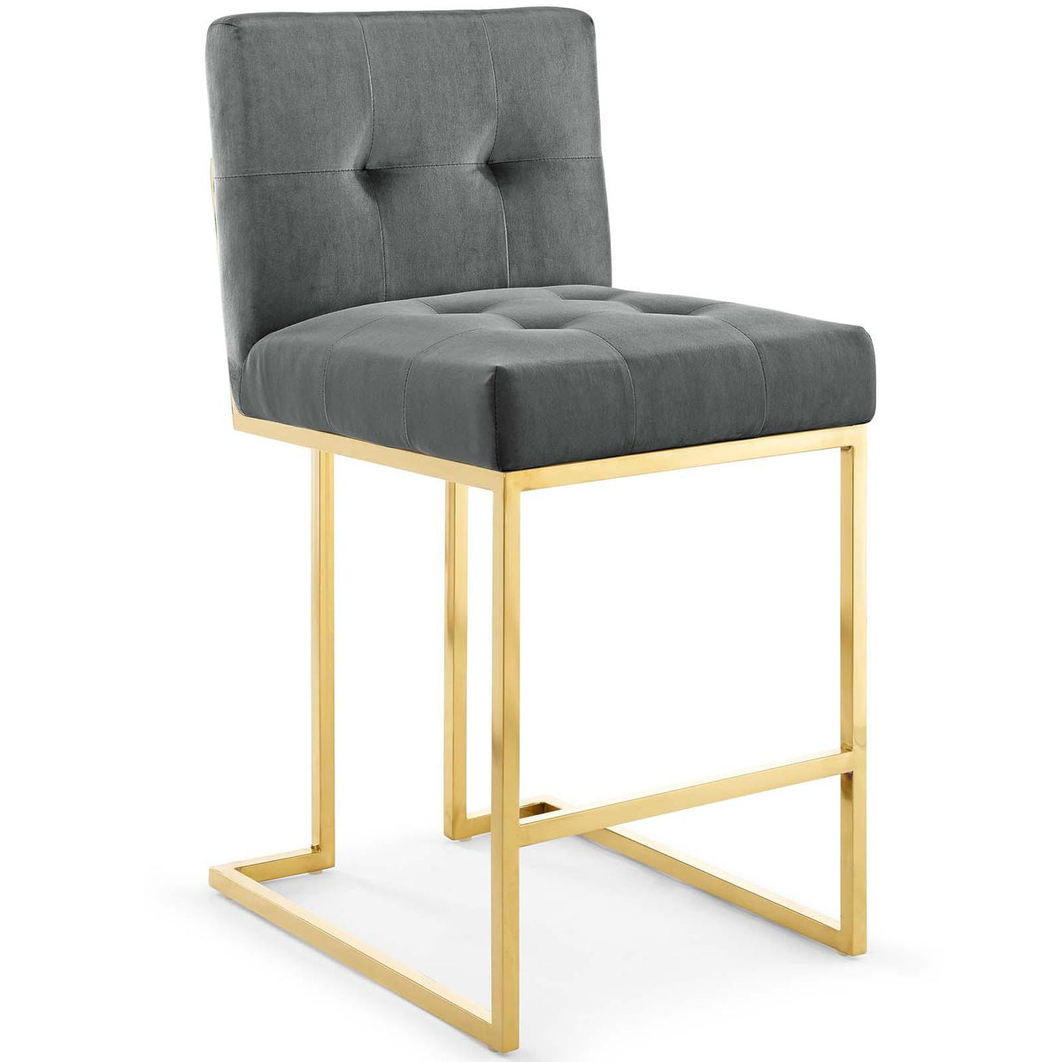 Modway Furniture Modern Privy Gold Stainless Steel Performance Velvet Counter Stool Set of 2 - EEI-4155