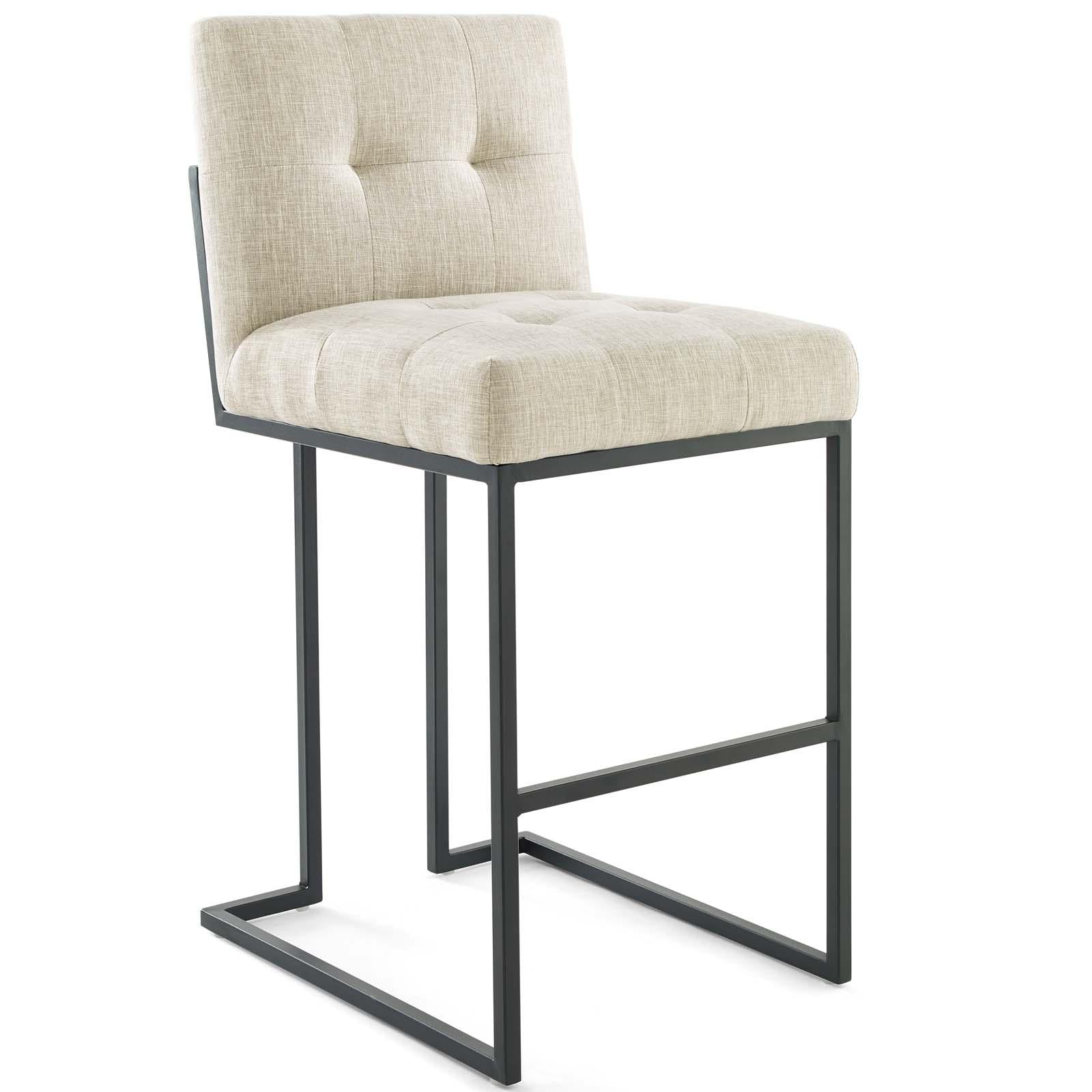 Modway Furniture Modern Privy Black Stainless Steel Upholstered Fabric Bar Stool Set of 2 - EEI-4159