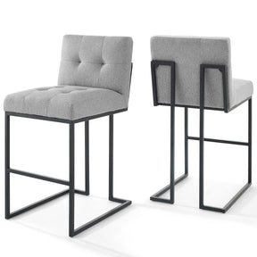 Modway Furniture Modern Privy Black Stainless Steel Upholstered Fabric Bar Stool Set of 2 - EEI-4159