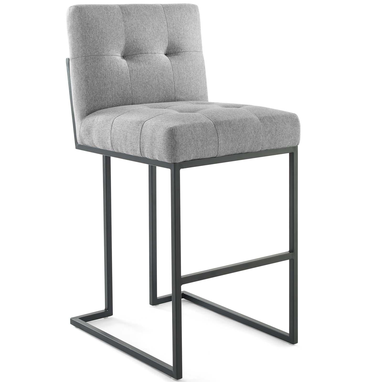 Modway Furniture Modern Privy Black Stainless Steel Upholstered Fabric Bar Stool Set of 2 - EEI-4159